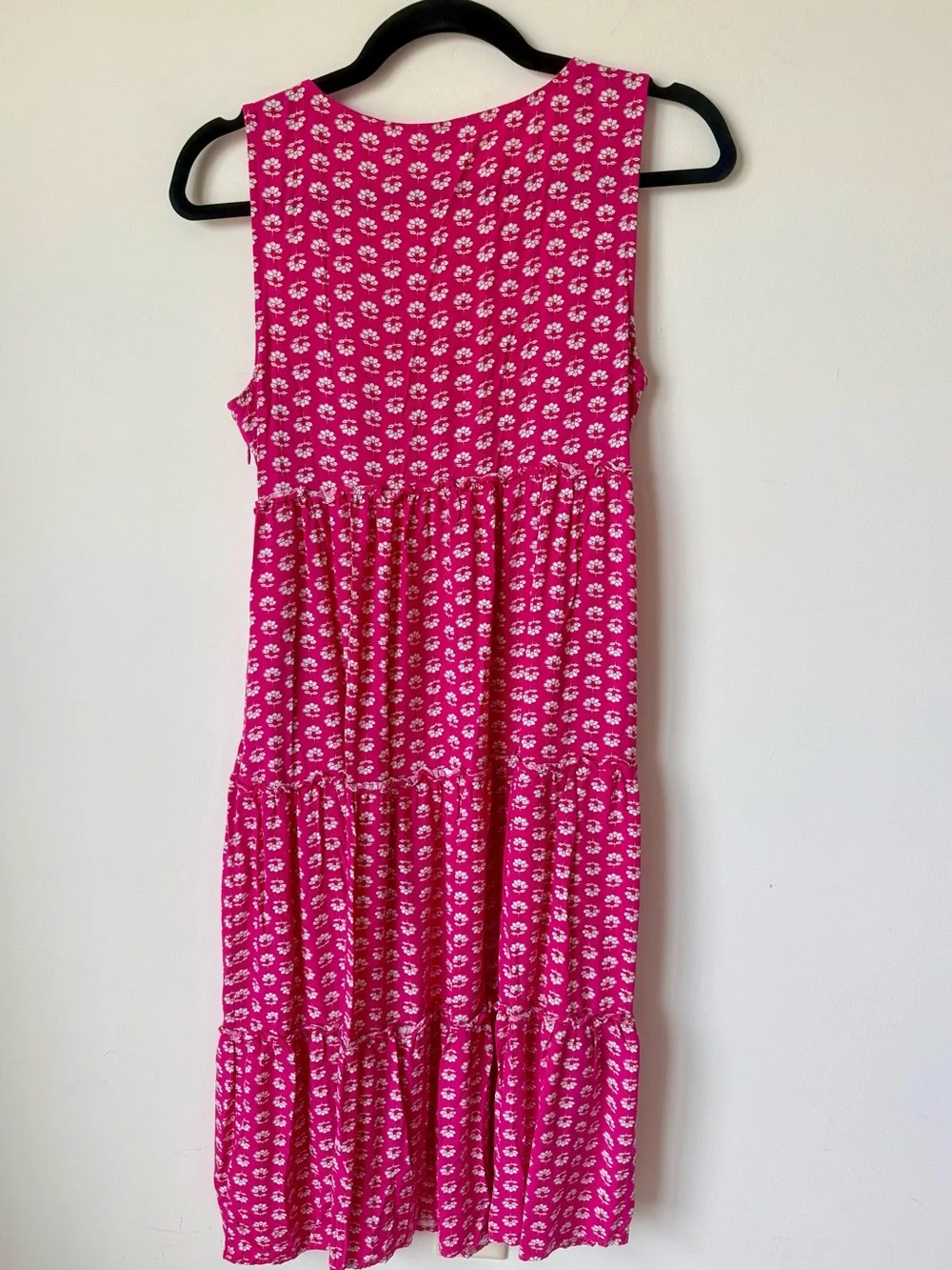 J. CREW Sleeveless Pink Floral Tiered Summer Midi Dress—SZ. 4